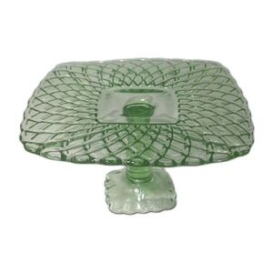 vintage LE Smith Co. Rose & Trellis Collection  Green Pedestal Cake Plate Stand